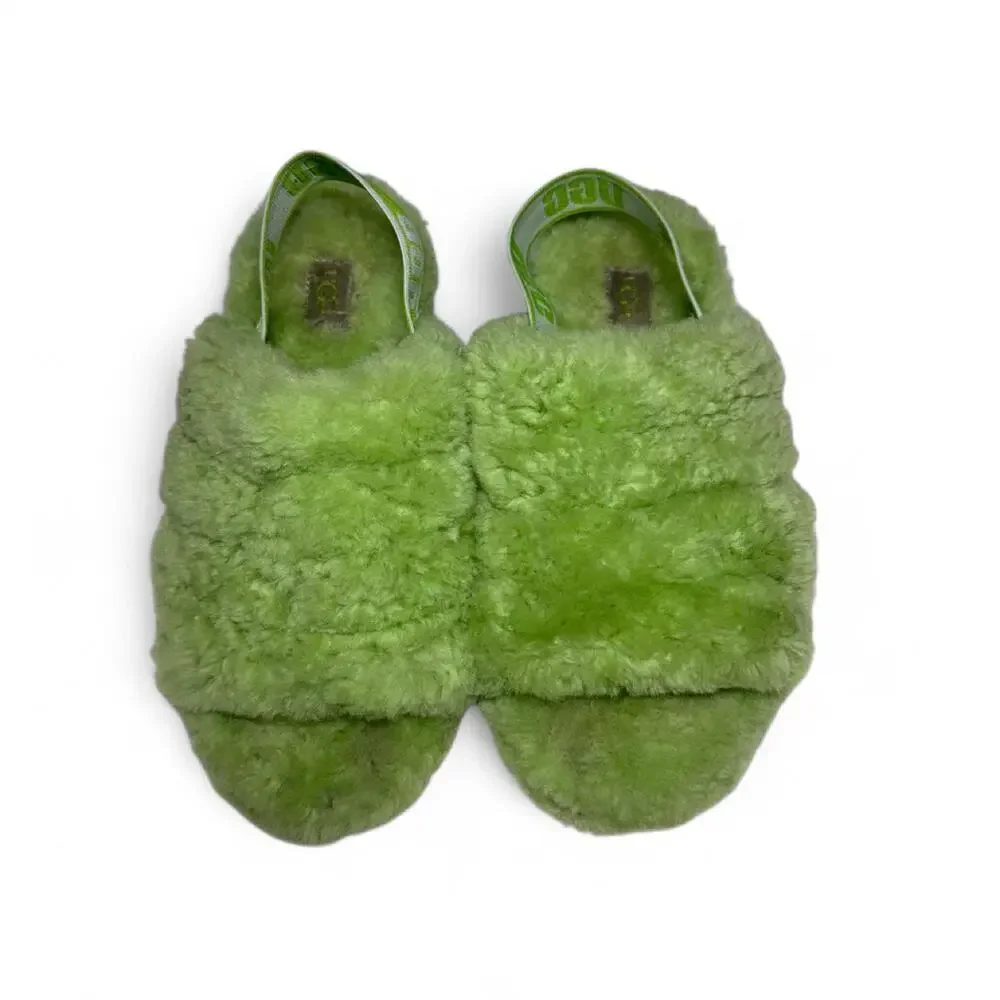 Green ugg fluff yeah slippers
